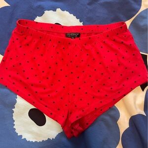 Topshop comfy shorts, size 6, red and black